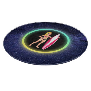 Blonde Surfer Teenage Girl Galaxy Schneidebrett