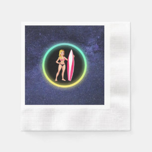Blonde Surfer Teenage Girl Galaxy Serviette