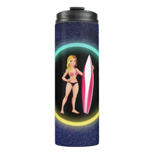 Blonde Surfer Teenage Girl Galaxy Thermosbecher