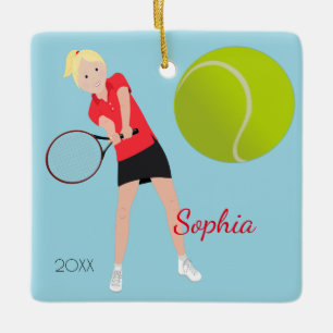 Blonde Tennis Player Keepake Ornament