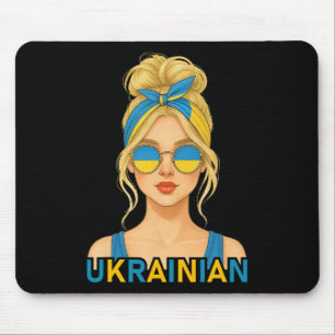 Blonde ukrainische Mädchen Ukraine-Flagge ukrainis Mousepad