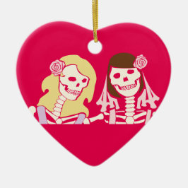 Blonde und brünette weibliche Skeleton Paare Keramikornament