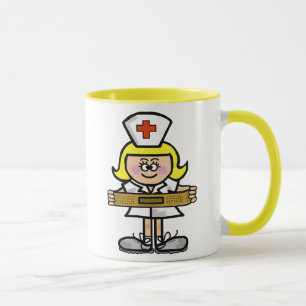 Blonde weibliche Krankenschwester-Tasse   fertigen Tasse