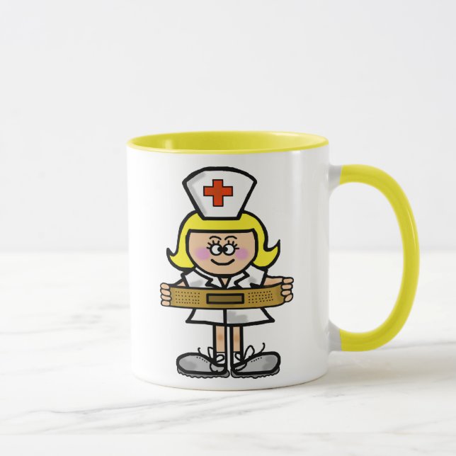Blonde weibliche Krankenschwester-Tasse   fertigen Tasse (Rechts)
