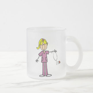 Blonde weibliche Strichmännchen-Krankenschwester Mattglastasse