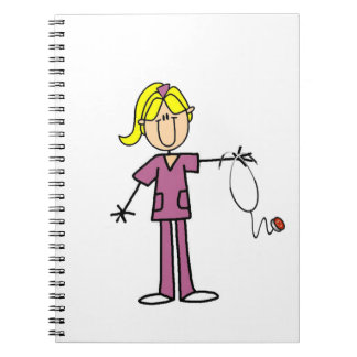 Blonde weibliche Strichmännchen-Krankenschwester Notizblock