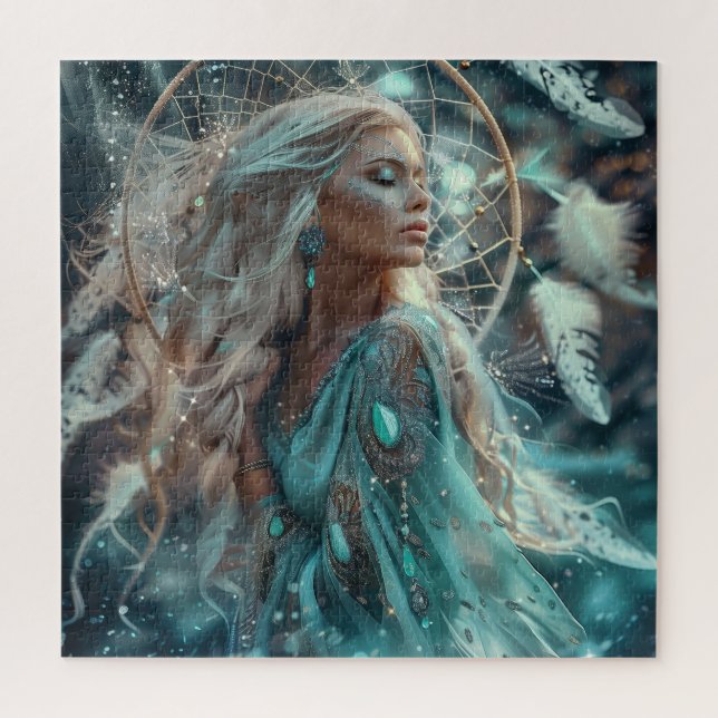 Blonde Woman mit Dream Catcher Puzzle (Vertikal)