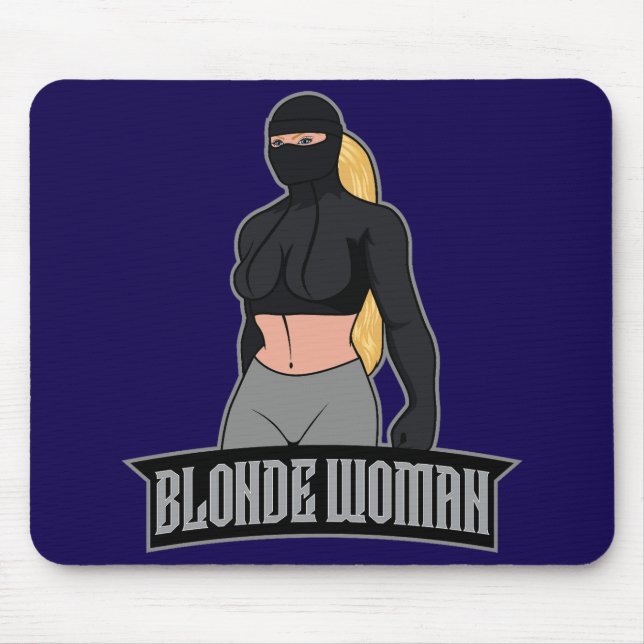 Blonde Woman Mousepad Blue (Vorne)