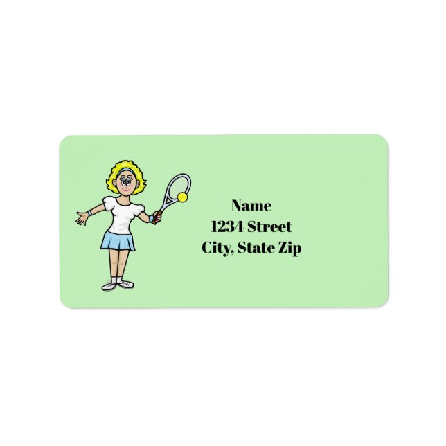 Blonde Woman Tennis Player Address Labels Adressaufkleber (Vorne)