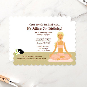 Blonde Yoga Girl Stretch & Play Geburtstagsparty Einladung