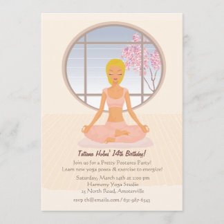 Blonde Yoga-Mädchen-Einladung Einladung