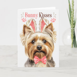 Blonde Yorkshire Terrier Dog Bunny Ears für Ostern Feiertagskarte