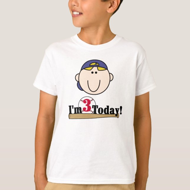 Blonder Baseball-3. Geburtstag T-Shirt (Vorderseite)