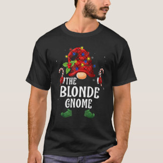 Blonder Gnom Buffalo Karo Passende Familien Weihna T-Shirt