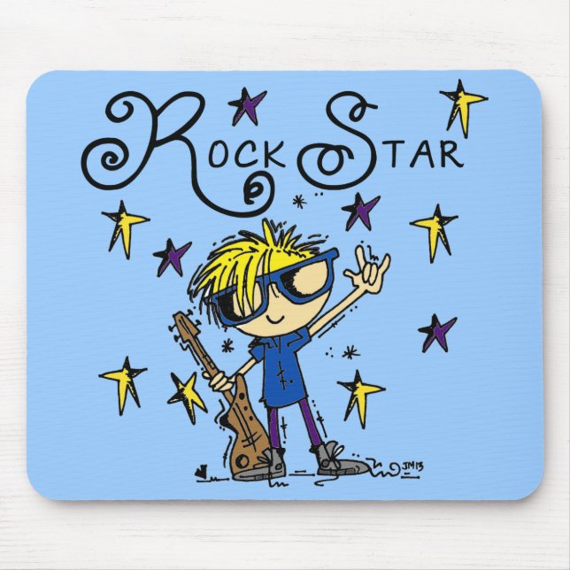 Blonder Jungen-Rockstar Mousepad (Vorne)
