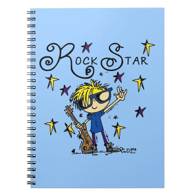 Blonder Jungen-Rockstar Notizblock (Vorderseite)