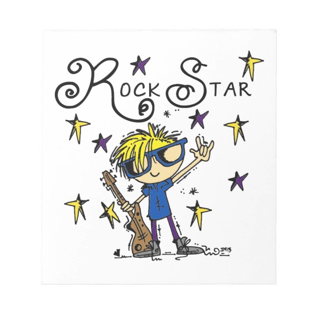 Blonder Jungen-Rockstar Notizblock (Vorderseite)