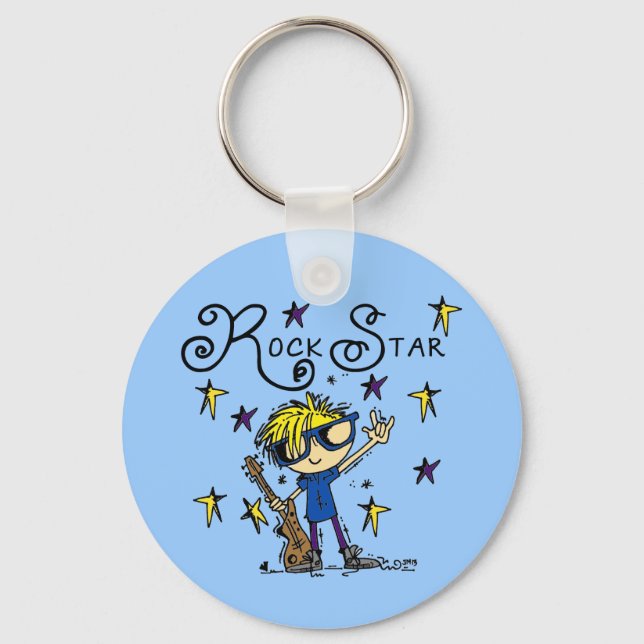 Blonder Jungen-Rockstar Schlüsselanhänger (Vorderseite)