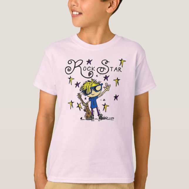Blonder Jungen-Rockstar T-Shirt (Vorderseite)