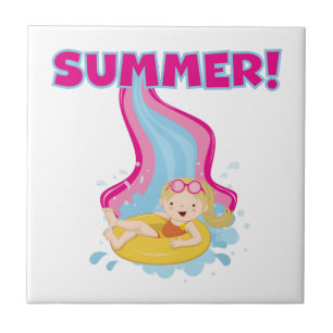 Blonder Mädchen-Sommer Fliese