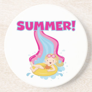 Blonder Mädchen-Sommer Getränkeuntersetzer