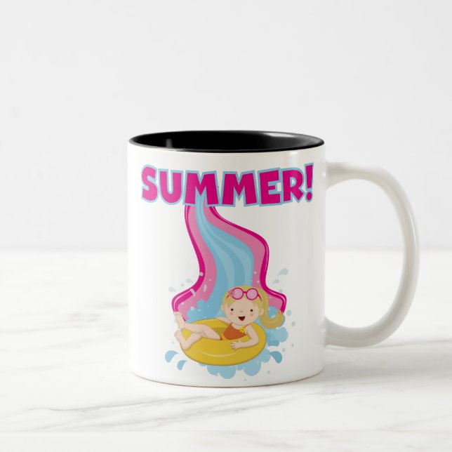 Blonder Mädchen-Sommer Zweifarbige Tasse (Rechts)