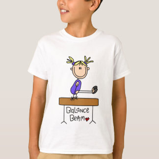 Blonder MädchenGymnast auf Strahln-T-Shirts und T-Shirt