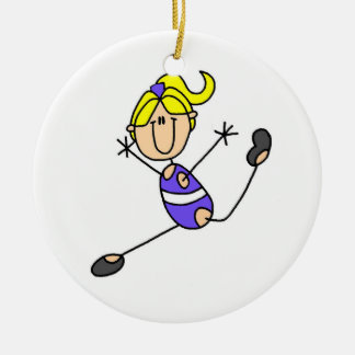 Blonder MädchenGymnast Keramik Ornament