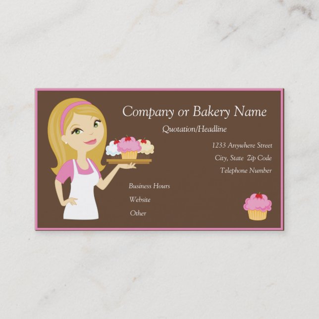 Blonder/rosa Kuchen-Bäcker/Bäckerei-Visitenkarte Visitenkarte (Vorderseite)