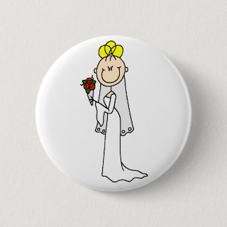Blonder Strichmännchen-Braut-Knopf Button