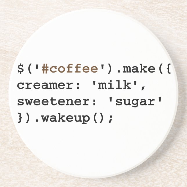 Blonder und süßer Javascript-Kaffee-Code Sandstein Untersetzer (Vorne)