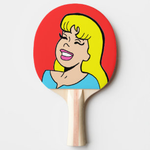 Blondes Bomben-Comic-StreifenPing Pong Paddel Tischtennis Schläger