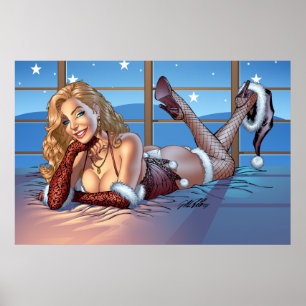 Blondes Haar, blaue mit Augen Poster