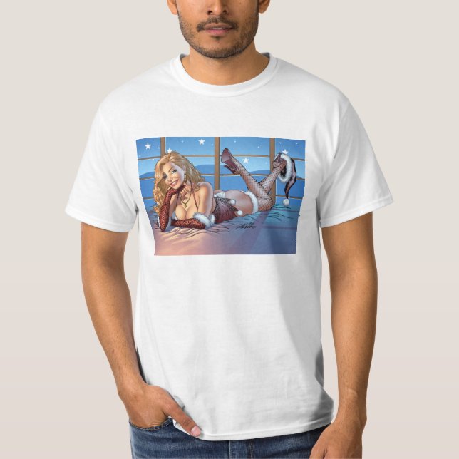 Blondes Haar, blaue mit Augen T-Shirt (Vorderseite)