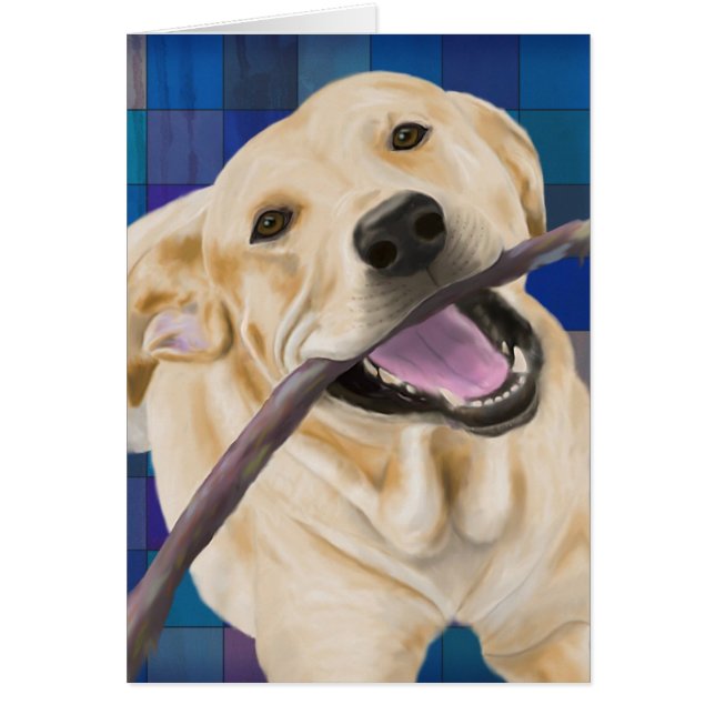 Blondes Labrador, das mit der Freude, einen Stock (Vorne)