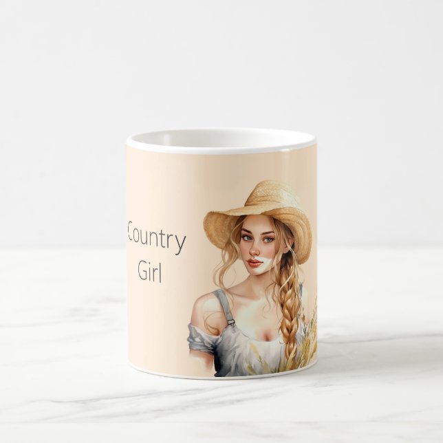 Blondes Landmädchen Kaffeetasse (Mittel)