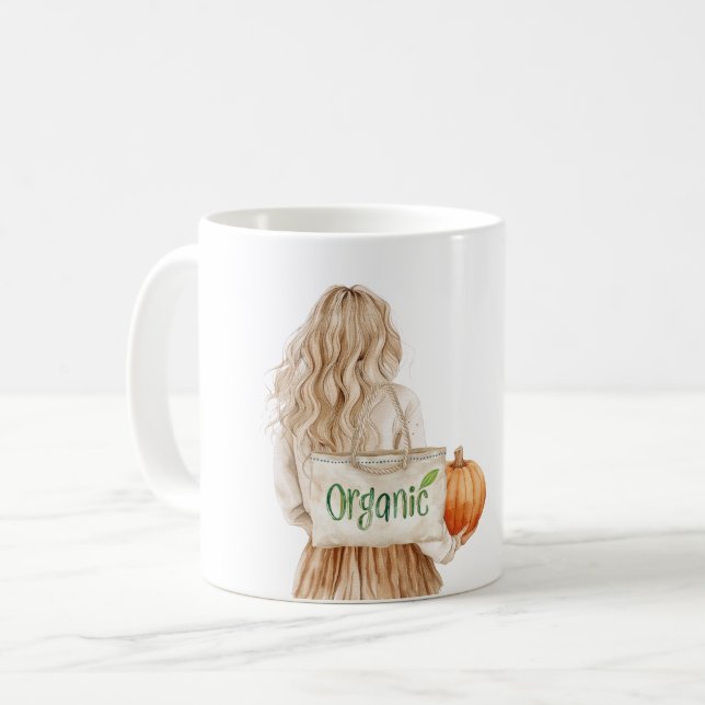 Blondes Mädchen Bauernmarkt Bio-  Kaffeetasse (Vorderseite Links)