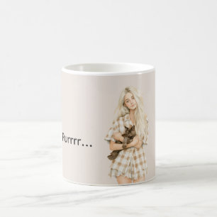 Blondes Mädchen schwarze Katze Purrrr Halloween Kaffeetasse