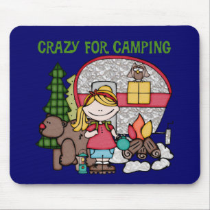 Blondes Mädchen verrückt für Camping Mousepad