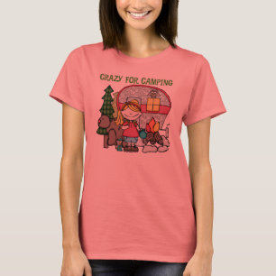 Blondes Mädchen verrückt für Camping T-Shirt