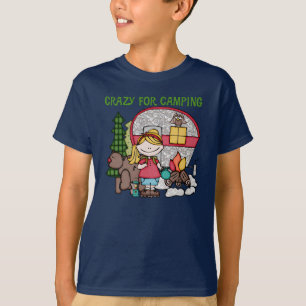 Blondes Mädchen verrückt für Camping T-Shirt