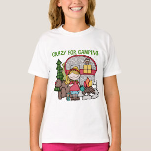 Blondes Mädchen verrückt für Camping T-Shirt