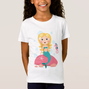 Blondes Meerjungfrau-Cartoonmädchen mit T-Shirt