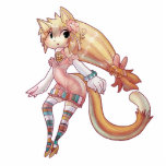 Blondes Pelzkatzen-Mädchen Freistehende Fotoskulptur<br><div class="desc">Eine entzückende Illustration eines Katzenmädchens, mit dem blonden Haar und Pelz. Sie ist, da sie scheint, menschlich zu sein, aber mit den Katzenohren, ein Schwanz, Greifer und ein Gesicht, wie einer Katze sehr anthropomorph. Er Haar wird zusammen mit einem roten Bogen, mit einem Glockencharme auf ihm gebunden. Sie trägt ein...</div>