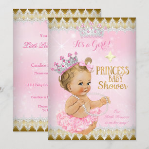 Blondes Prinzessinnen-Baby-Shower Rosa Tutu Gold Einladung