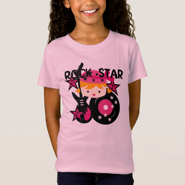 Blondes Rockstar-Mädchen T-Shirt (Vorderseite)