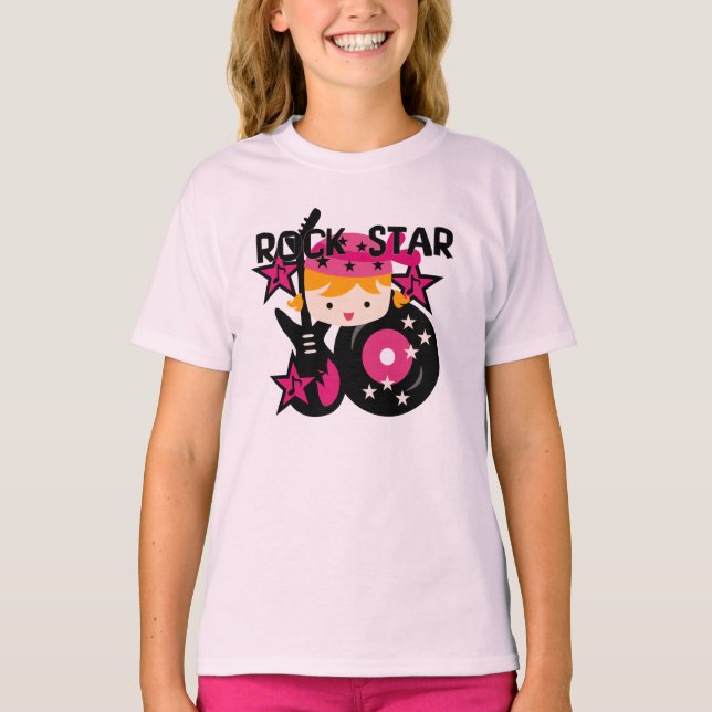 Blondes Rockstar-Mädchen T-Shirt (Vorderseite)