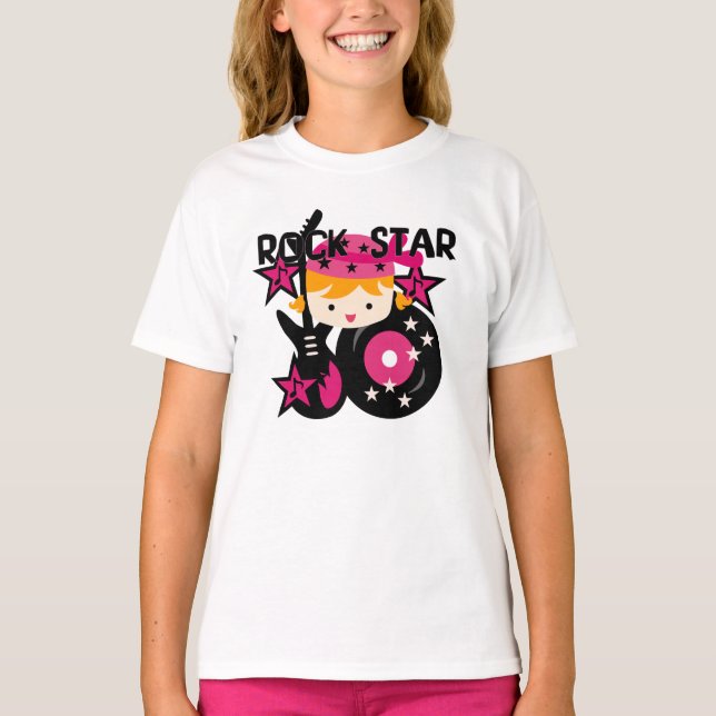 Blondes Rockstar-Mädchen T-Shirt (Vorderseite)