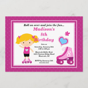 Blondes Skater-Mädchen-Skaten-Geburtstags-Party Einladung