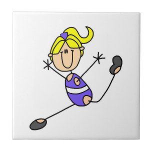 Blondes Turn-T-Shirt-Mädchen Fliese